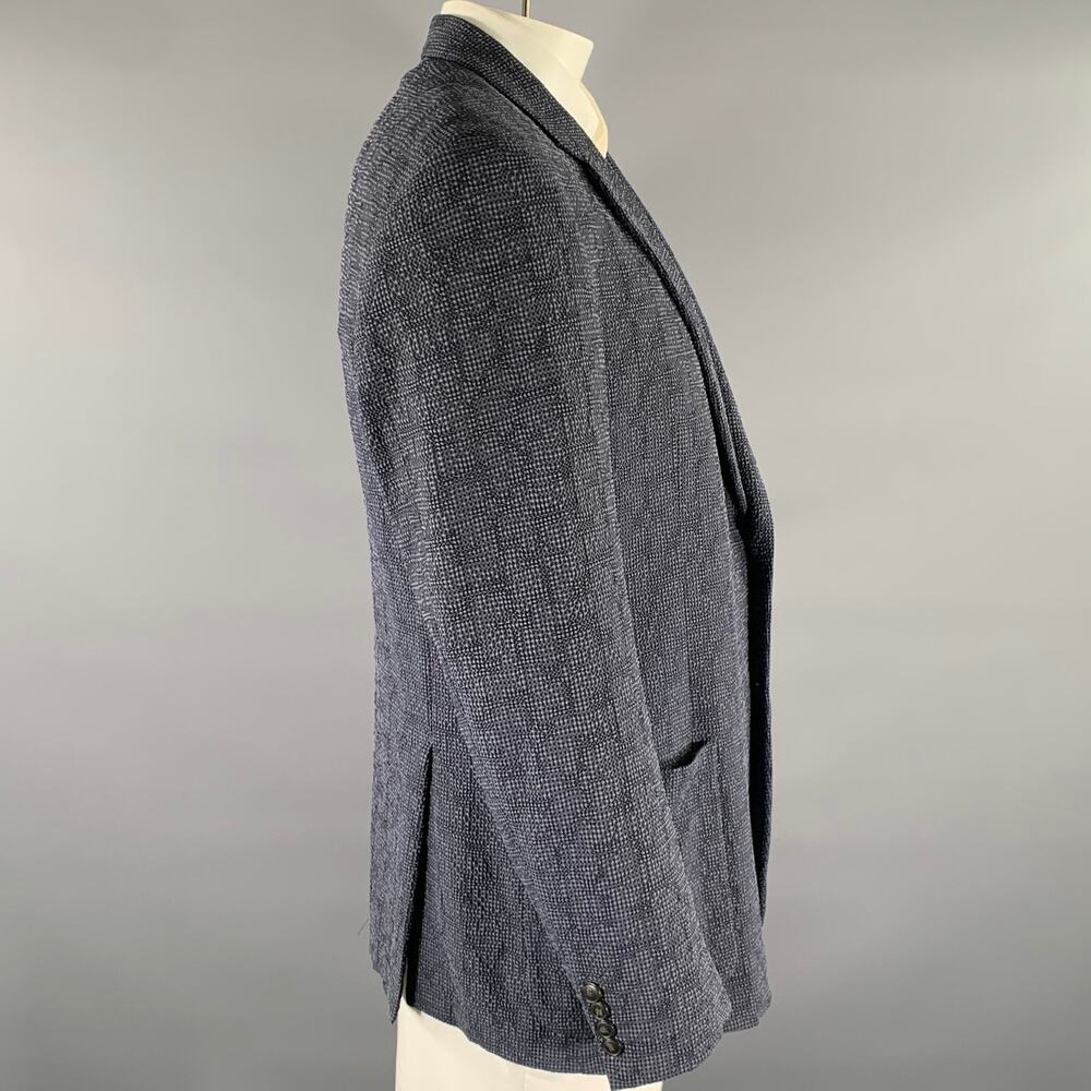 EMPORIO ARMANI Size 46 Navy Grey Textured Wool Blend Sport Coat - Picture 2 of 5